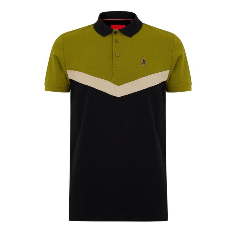 Luke 1977 Mens Cala Mayor Chevron Polo Shirt / Cardamom Seed/Black
